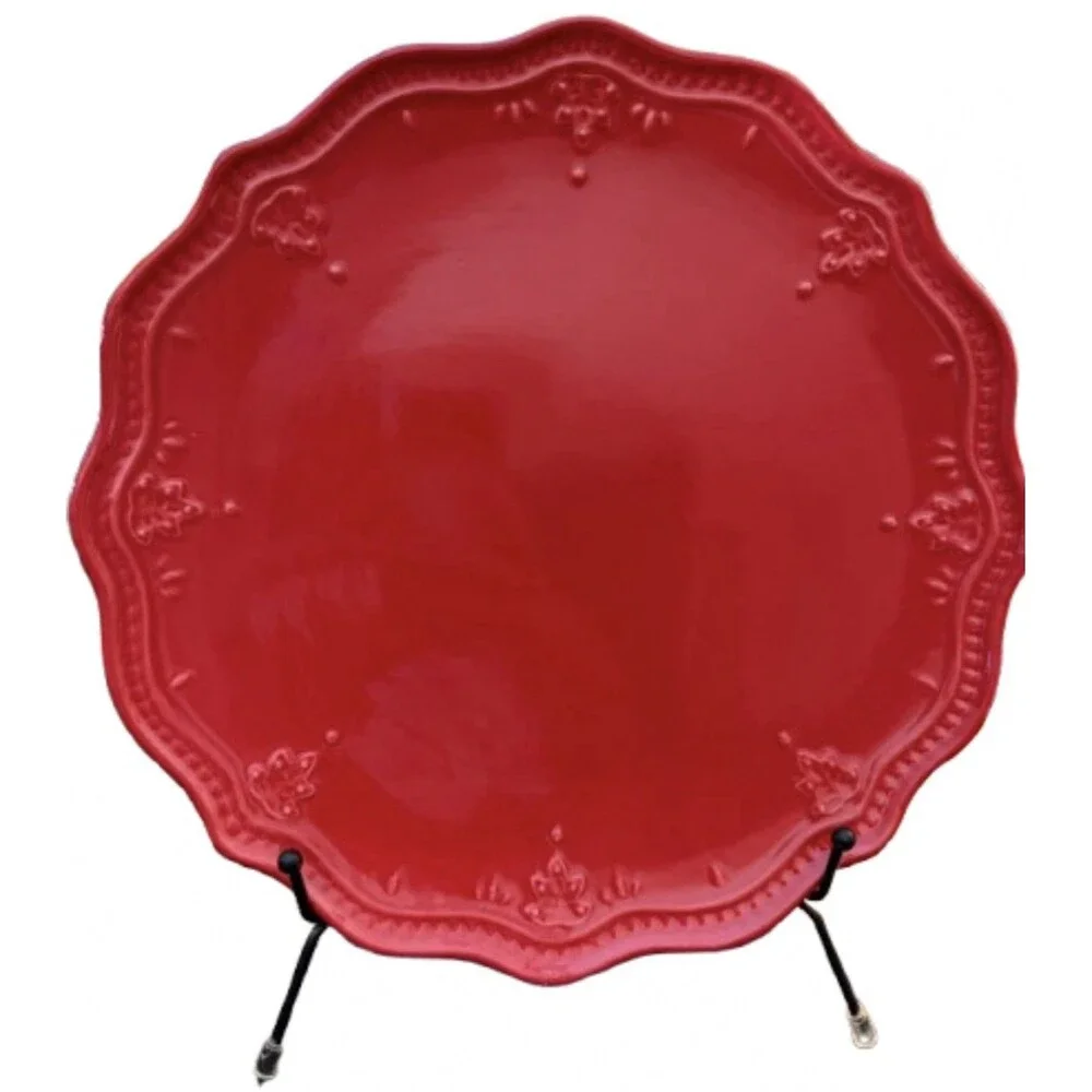 Pioneer Woman Farmhouse Lace Claret Red Dinner Salad Plate Set of 2 Discontinued